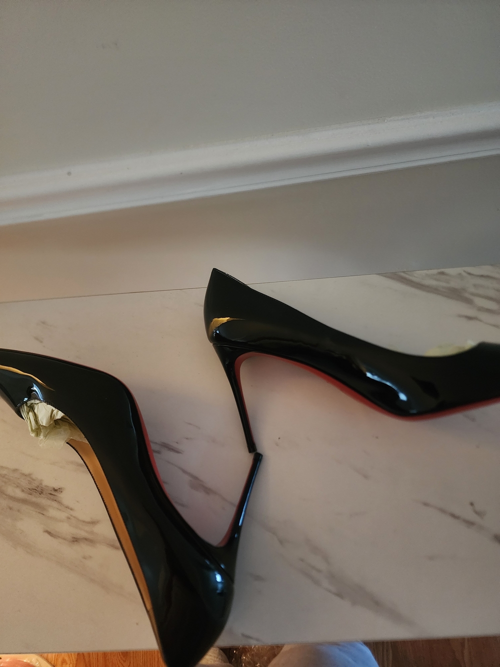 Christian Louboutin Black Patent Stiletto Pumps with Red Sole